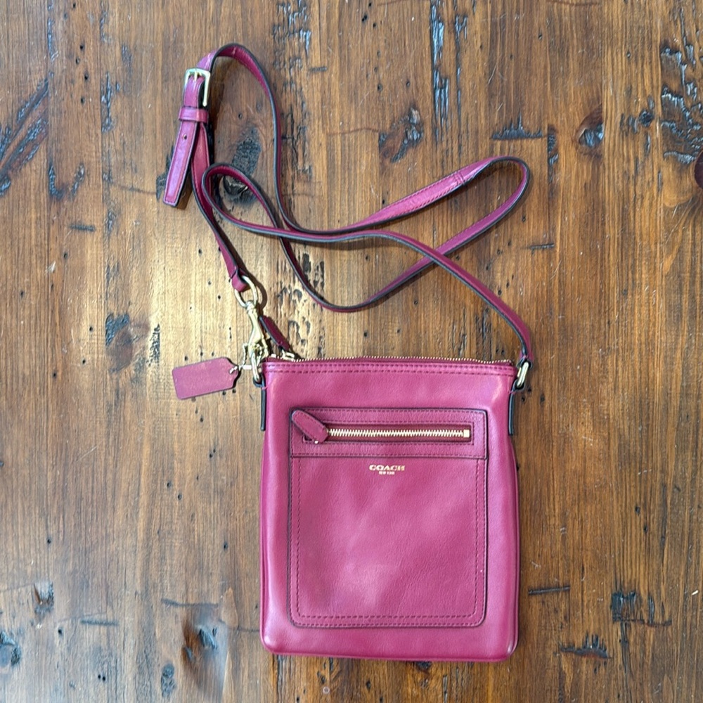 Coach Crossbody Purse Raspberry Pink/Red - Picture 2 of 9